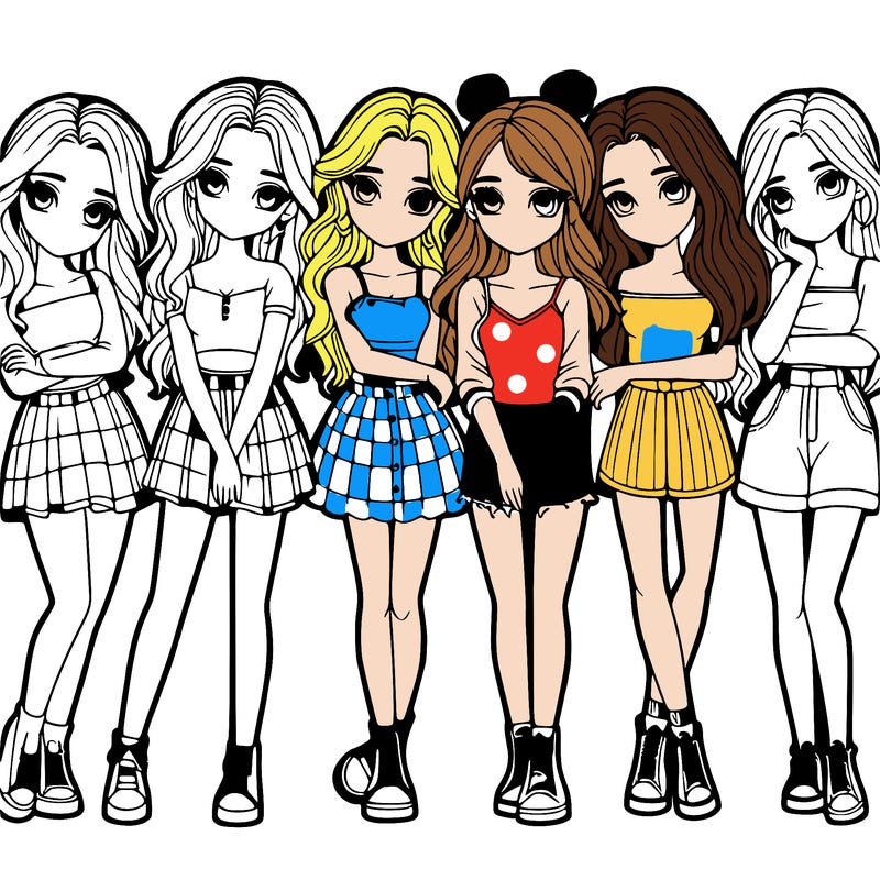 a group of girls realistic