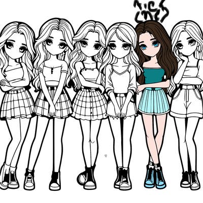 a group of girls realistic