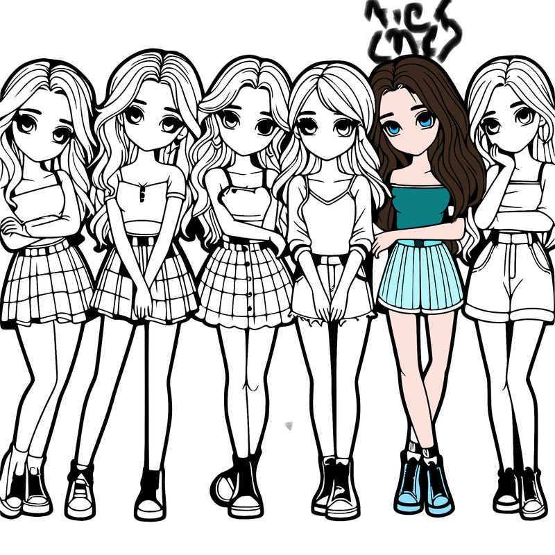 a group of girls realistic