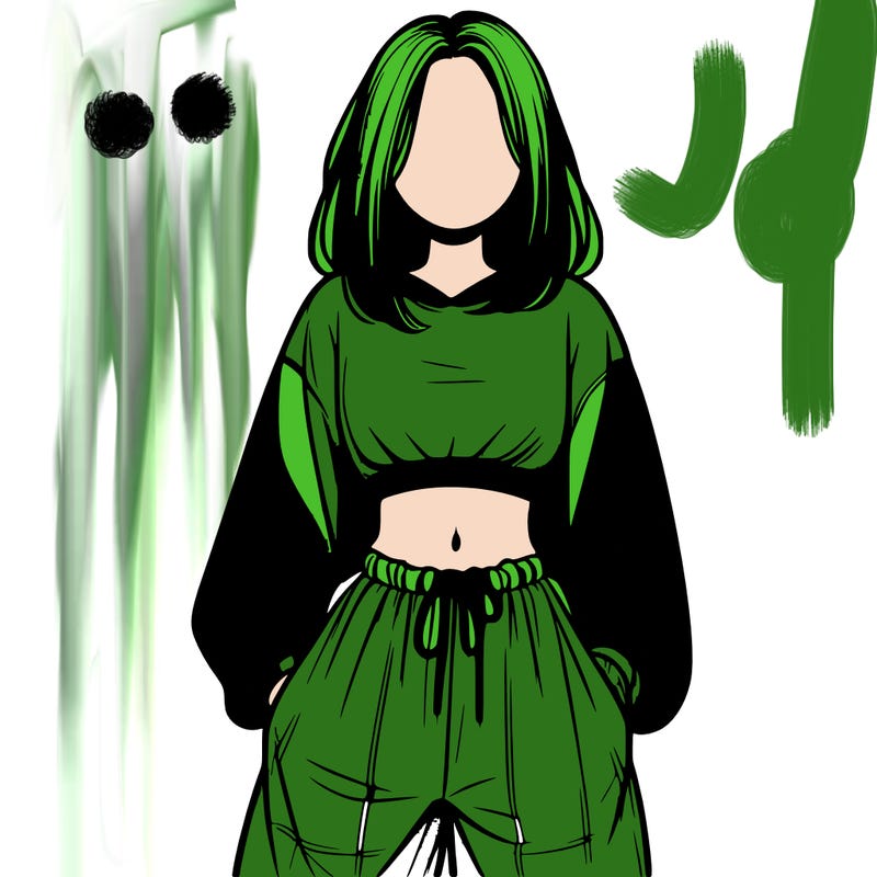 realistic girl faceless with baggy pants and a crop top