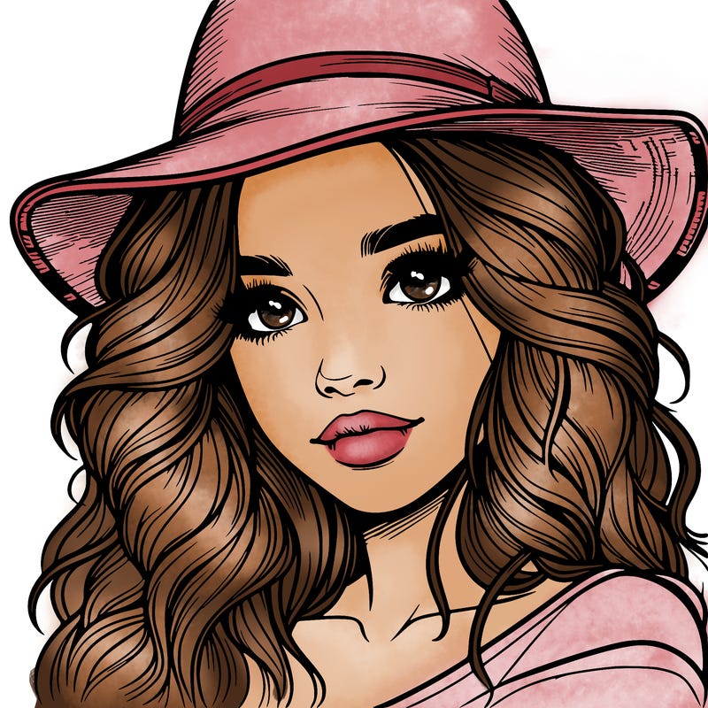realistic girl with hat
