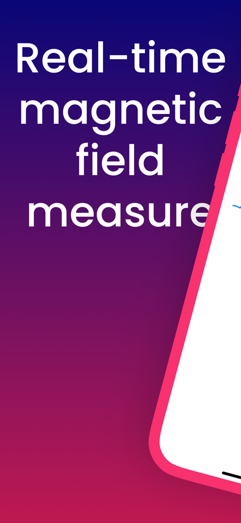 Flux EMF App-Bildschirm, der die Echtzeit-Messung des Magnetfeldes auf einem iPhone hervorhebt