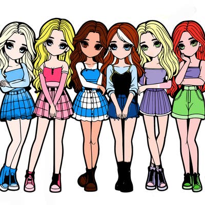 a group of girls realistic