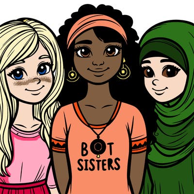 three sisters with a best sisters necklace