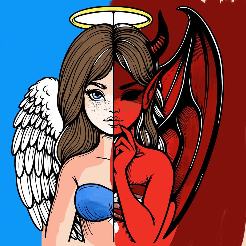 realistic angel half demon