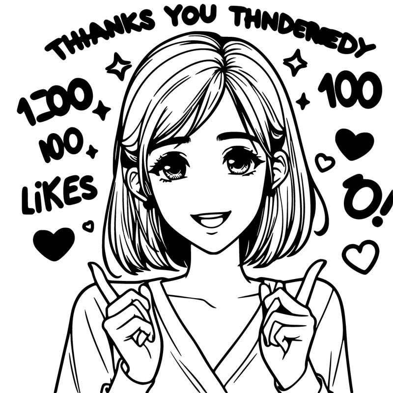 a realistic girl saying thanks for one hundred and five likes