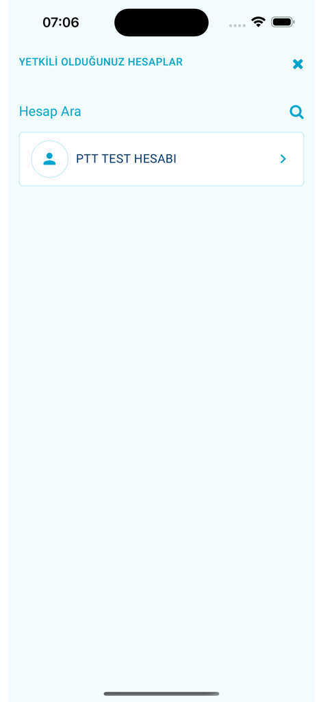 UETS - Tela do aplicativo móvel UETS exibindo gerenciamento de contas autorizadas com funcionalidade de busca.