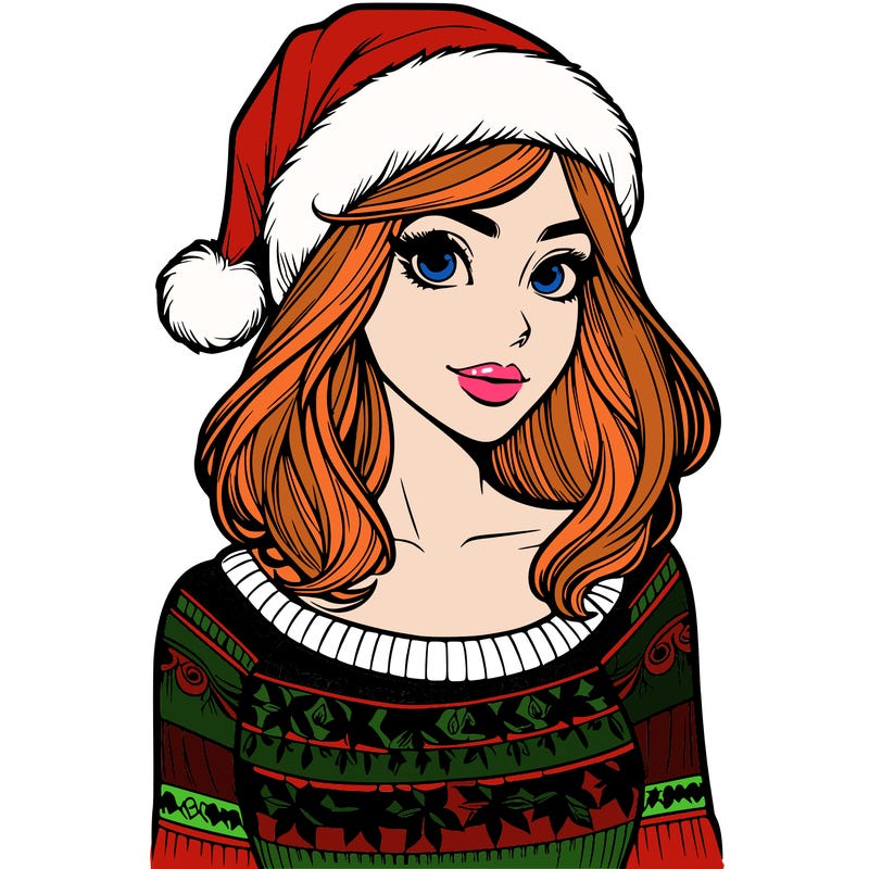 realistic lady in a christmas sweater