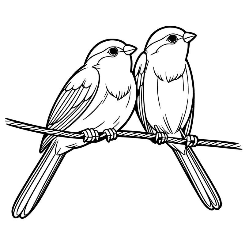 two realistic birds on a wire