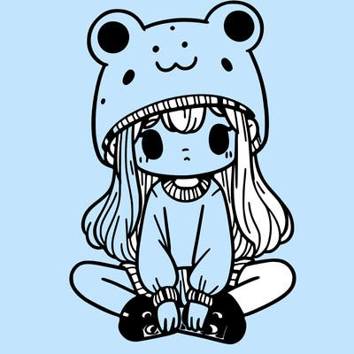 a girl wearing a frog hat and some frog socks