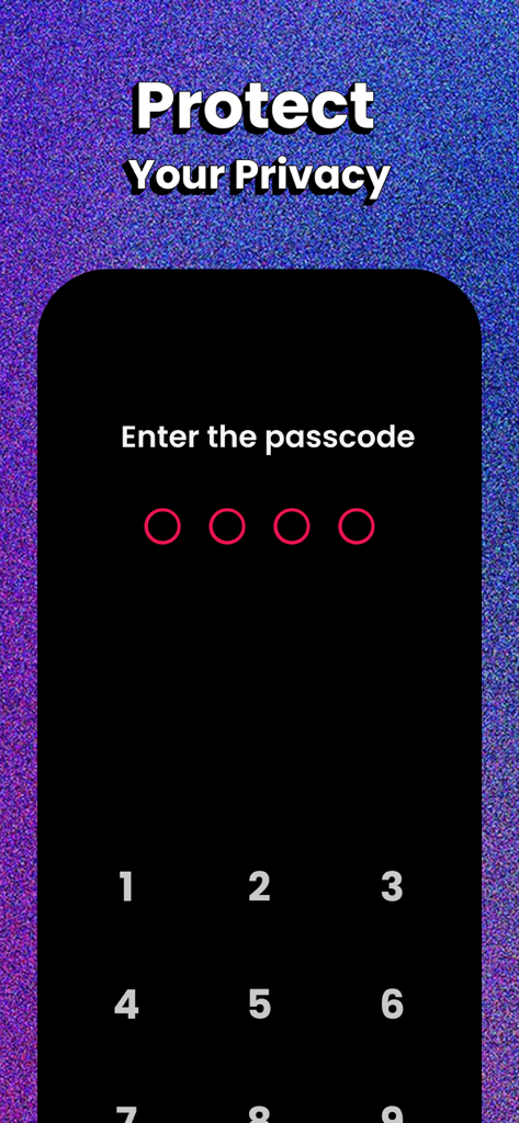 A mobile phone screen displaying a passcode entry page with the text Protect Your Privacy for the Soulplay app.