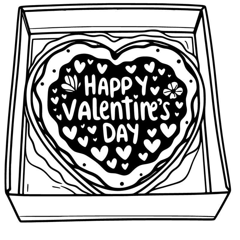 a large valentine cookie in a box with the words "happy valentine's day" written on it.