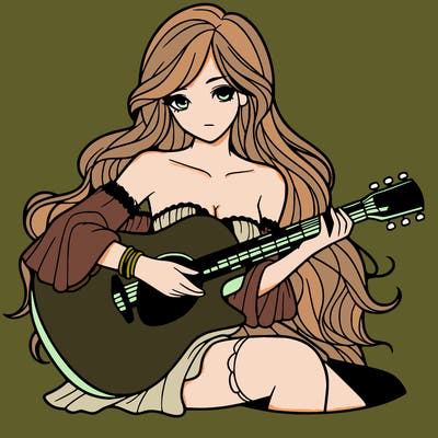 beautiful girl playing the guitar