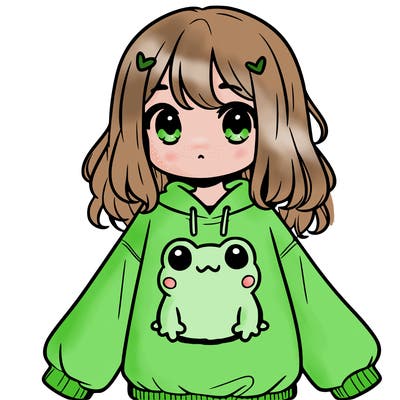 girl wearing frogging sweatshirt