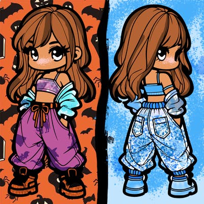 girl in crop top and baggy pants