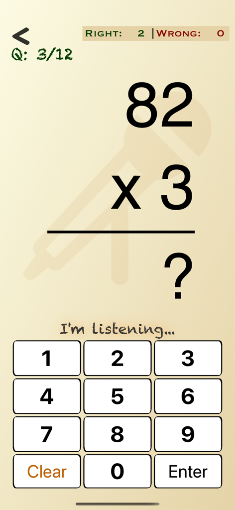 Mental Math Cards Games & Tips - Mental Math Cards app interface showing a multiplication challenge with numeric input