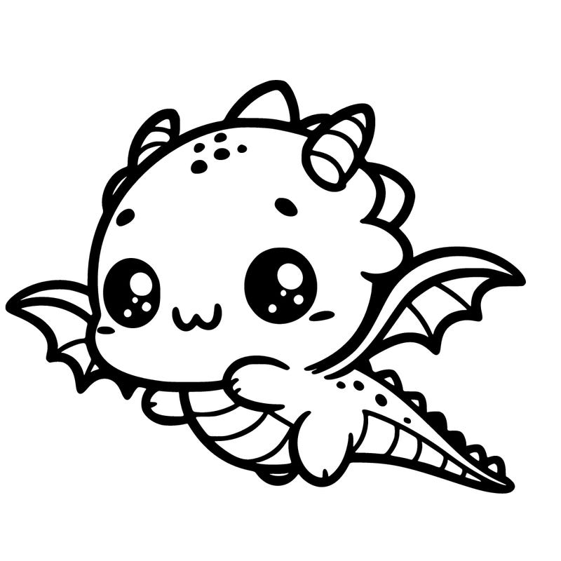 a kawaii-style cute dragon fkying with a playful face.
