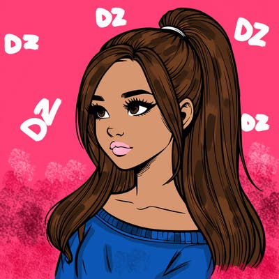 realistic girl with a high ponytail