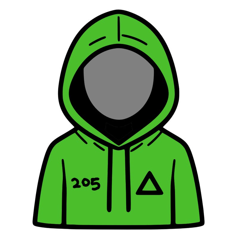 a person with non face waering a hoodie with a small triangle symbol