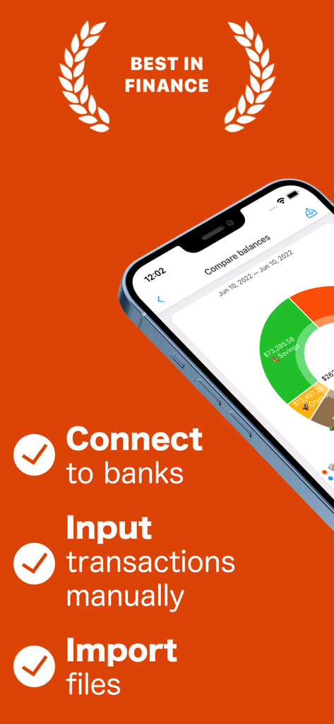 Interfaz de la aplicación de finanzas MoneyWiz que muestra opciones de sincronización bancaria, entrada manual e importación
