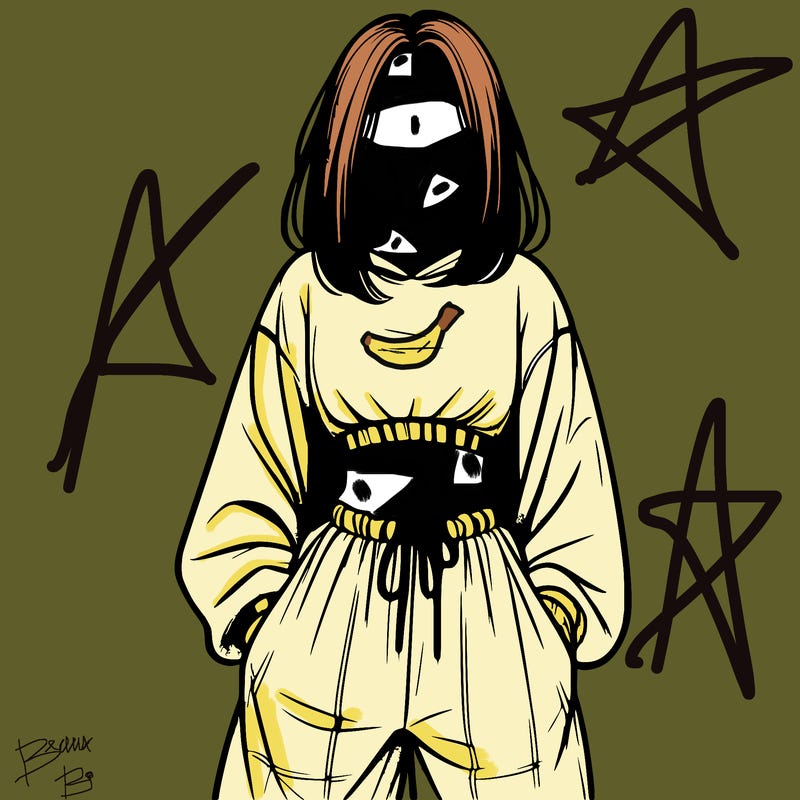 realistic girl faceless with baggy pants and a crop top