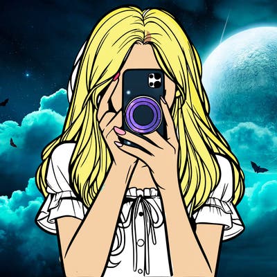 a realistic girl holding her phone taking pictures