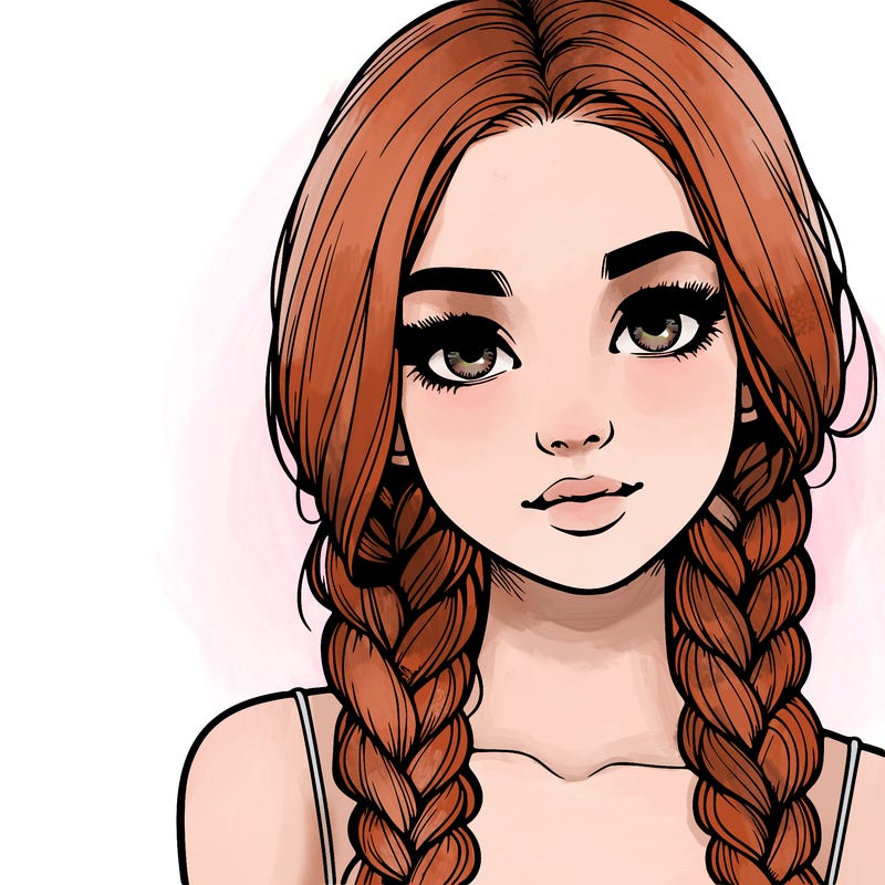 realistic girl with braids
