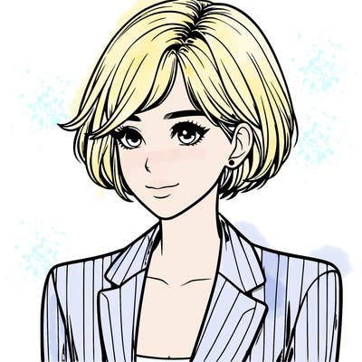one beautiful girl realistic wearing suit with short hair