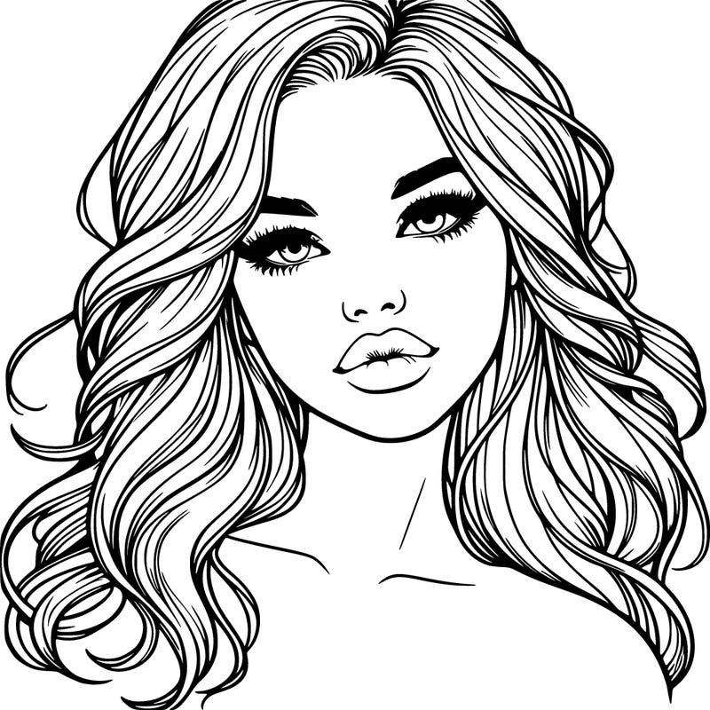 realistic girl with hair and lips