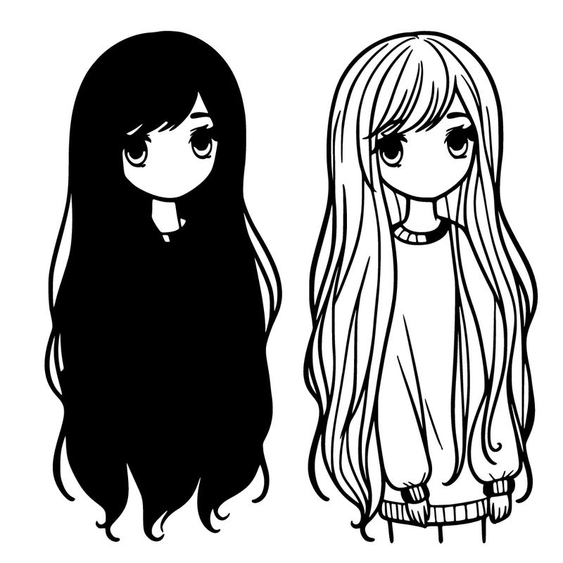 a girl with long hair