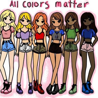 a group of girls wearing crop tops and shorts