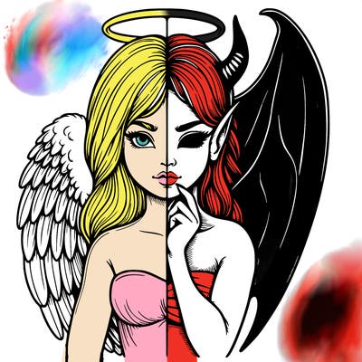 realistic angel half demon