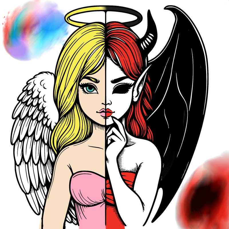 realistic angel half demon