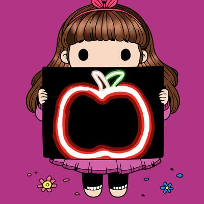 a girl holding a blank pices paper