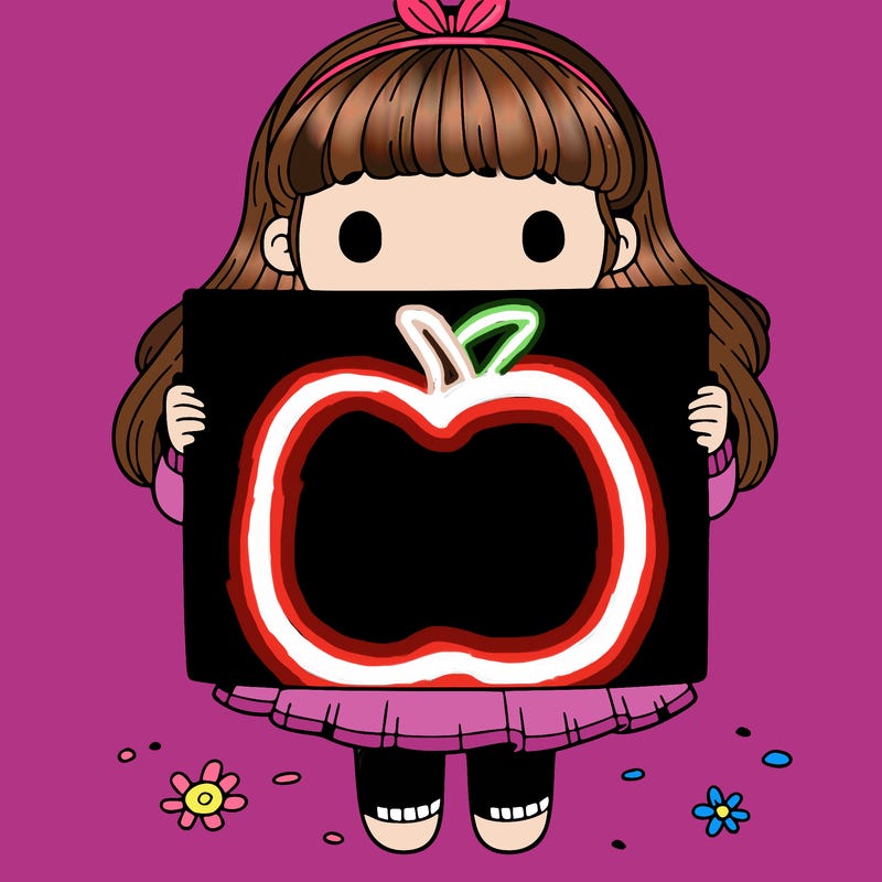 a girl holding a blank pices paper