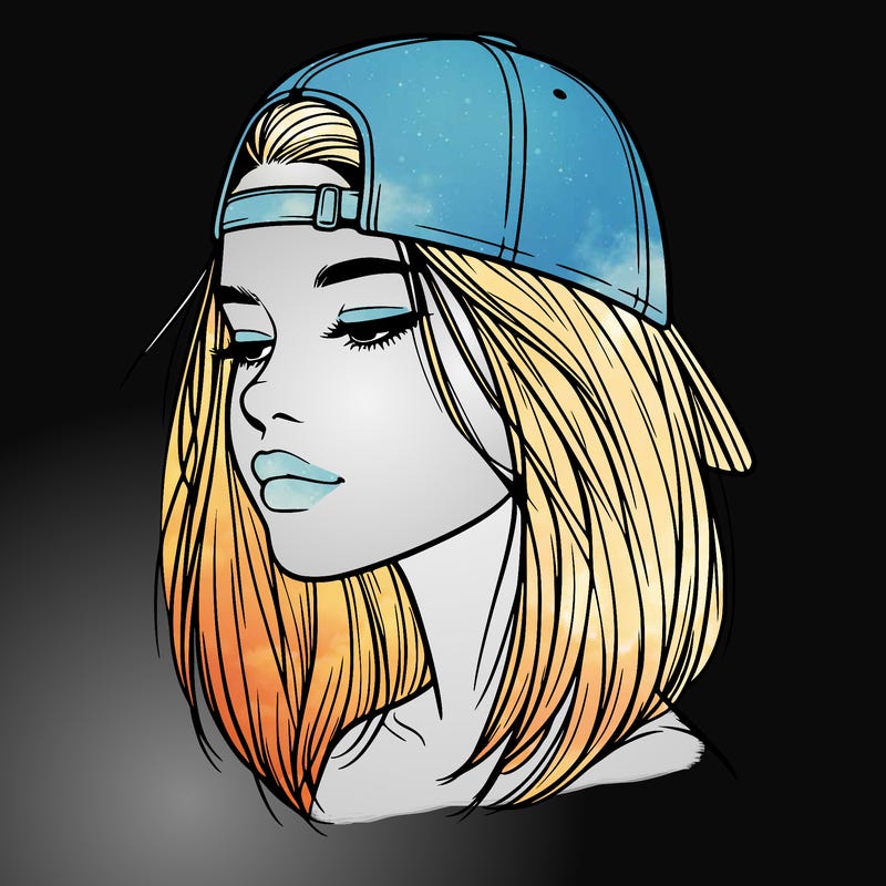 realistic  girl with a backwards hat