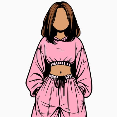 realistic girl faceless with baggy pants and a crop top