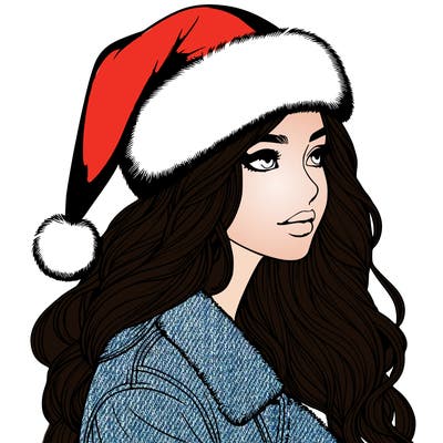 realistic girl in santa hat