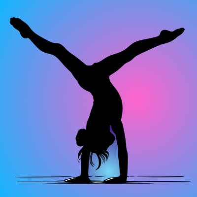 realistic gymnastic hand stand girl in four splits