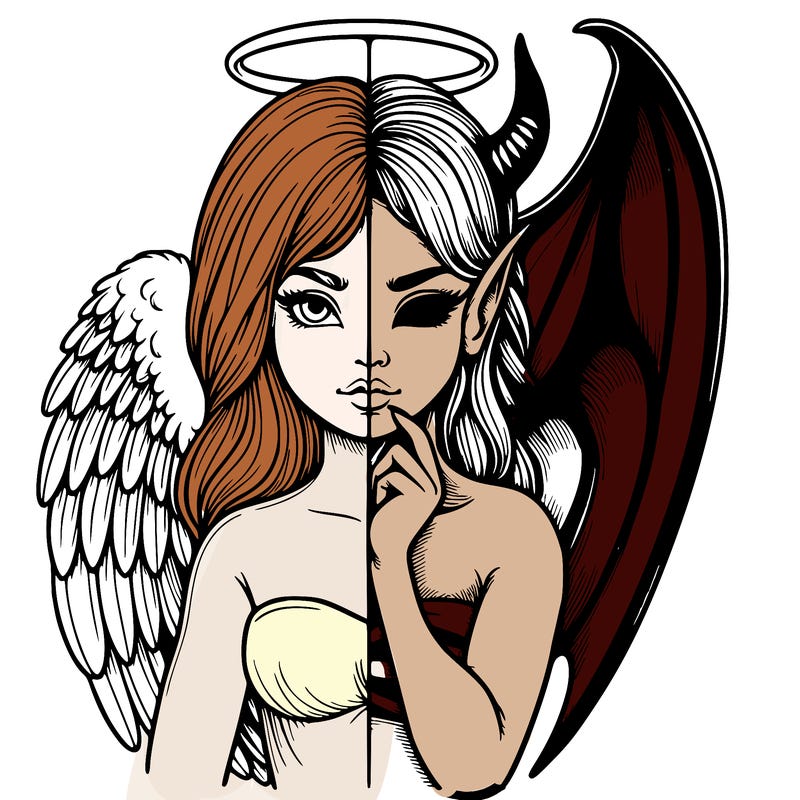 realistic angel half demon