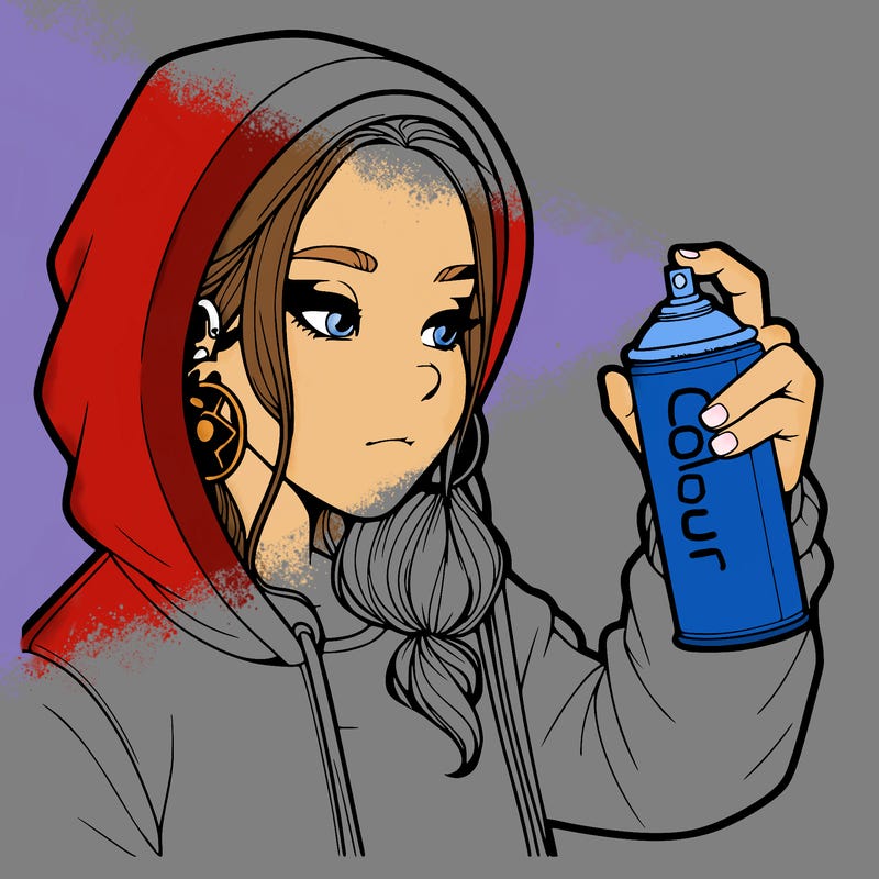 a realistic girl, spray painting