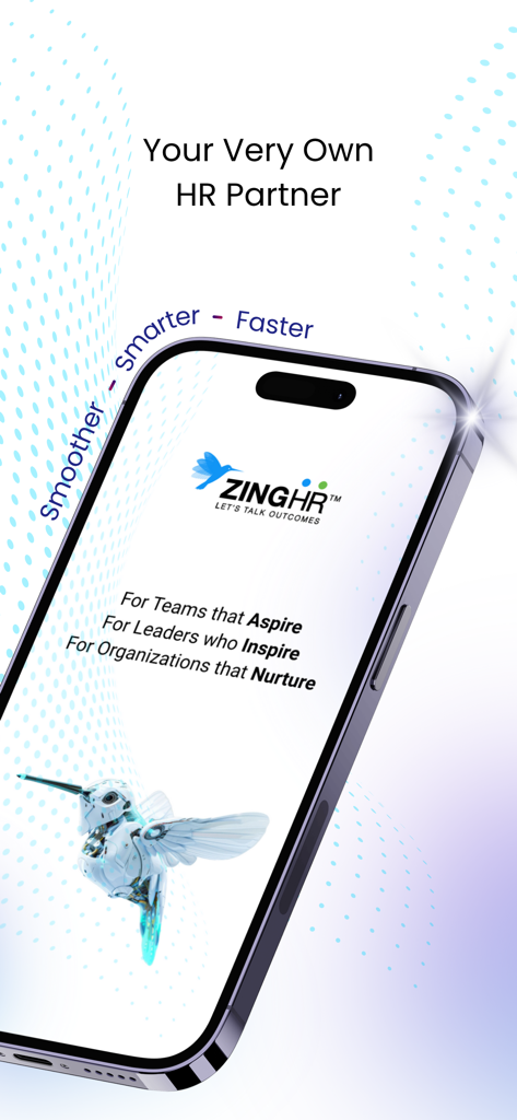 ZingHR mobile App Einführungsschirm mit Logo und Text Ihr eigener HR-Partner.