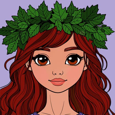 realistic girl with fall leaf crown