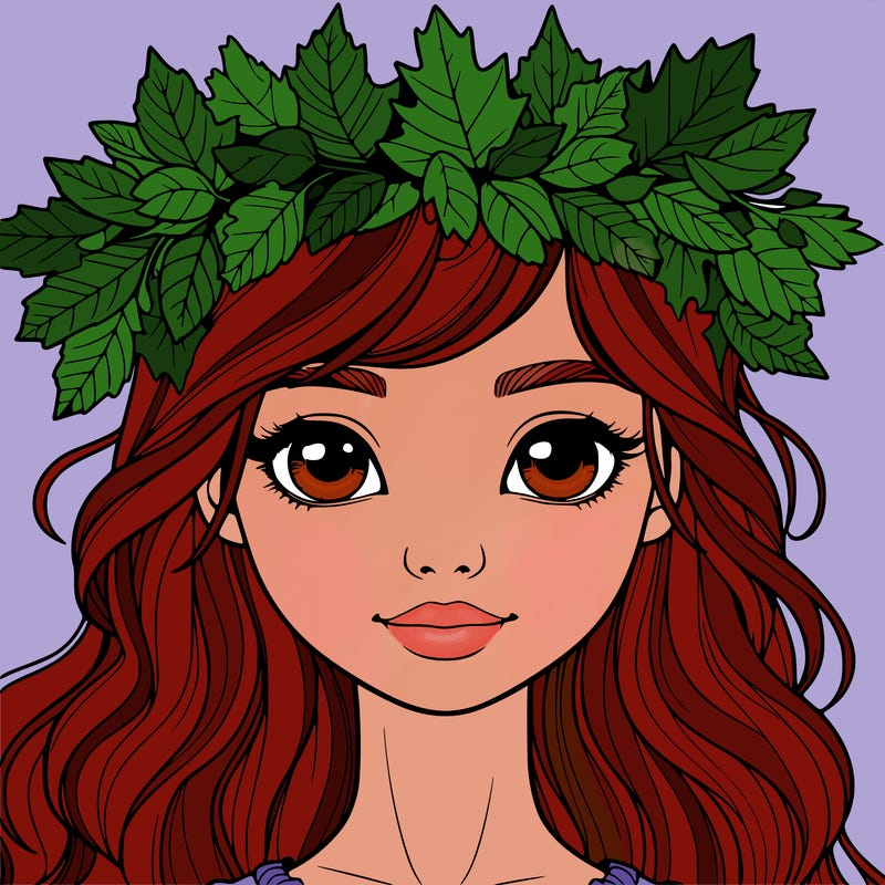 realistic girl with fall leaf crown