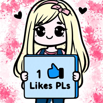 girl holding a sign saying 10 likes pls