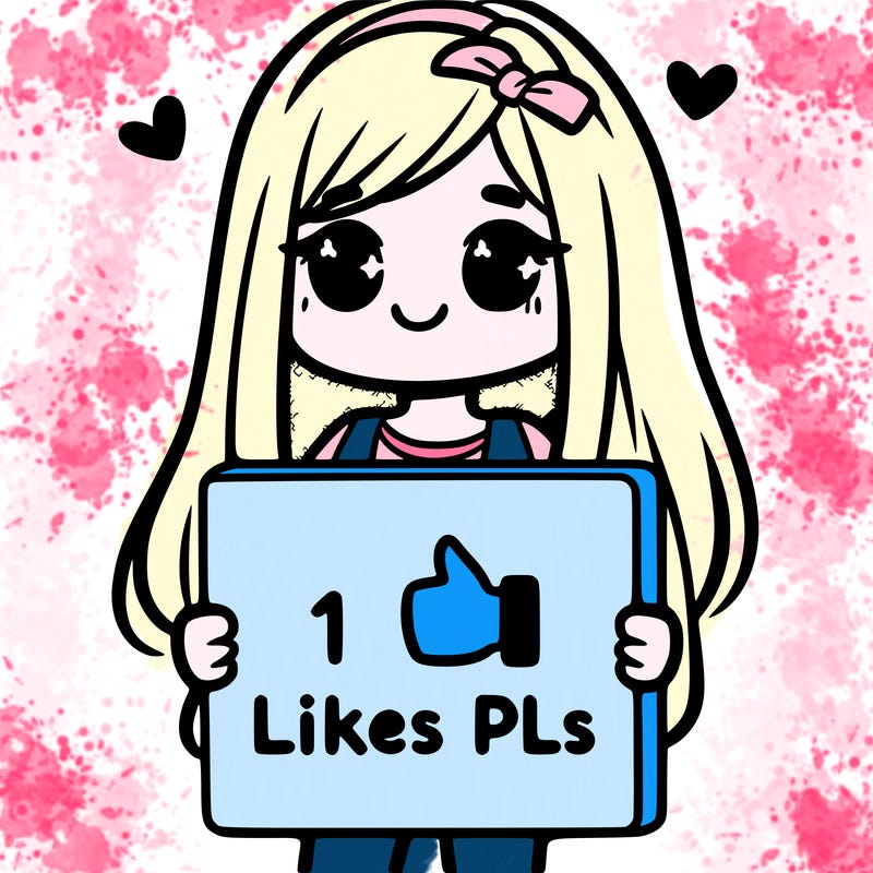 girl holding a sign saying 10 likes pls