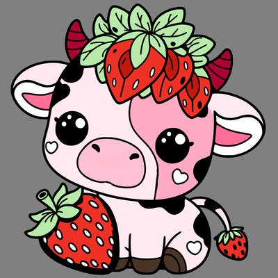 cute strawberry cow