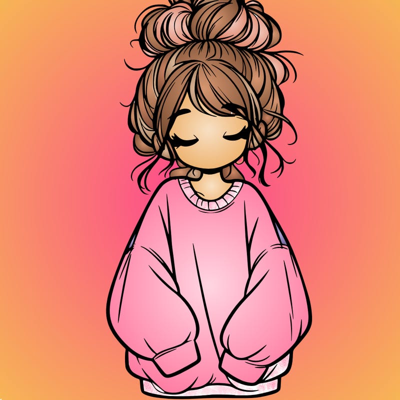 girl with baggy sweatshirt and messy bun