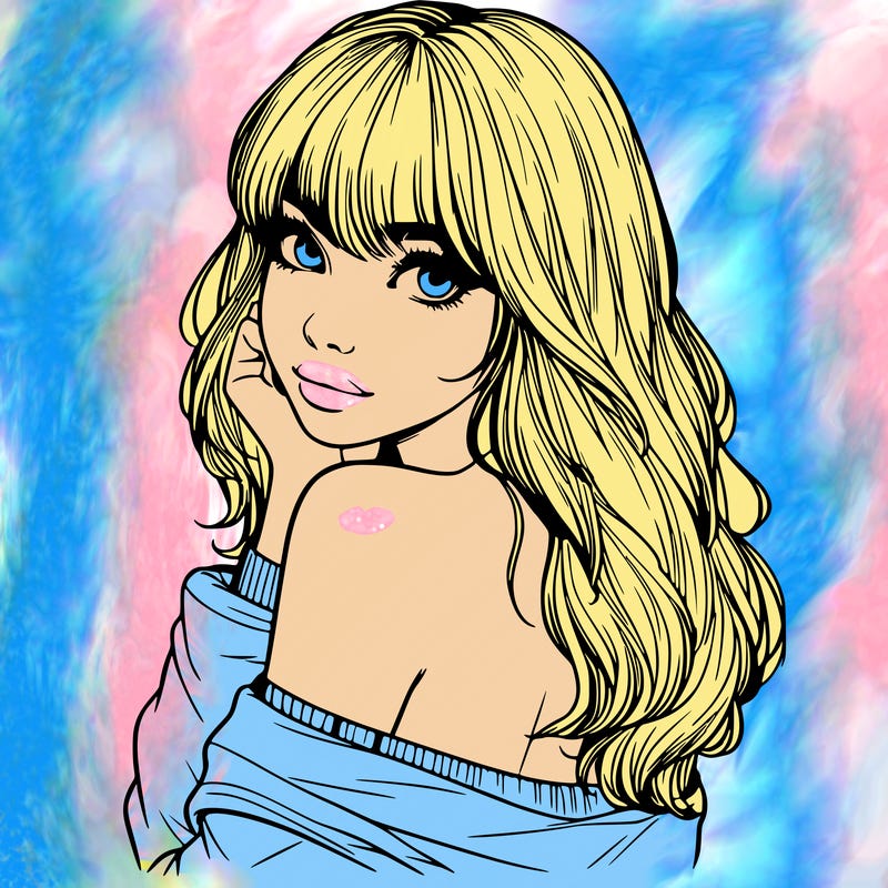 realistic girl with bangs looking over her shoulder