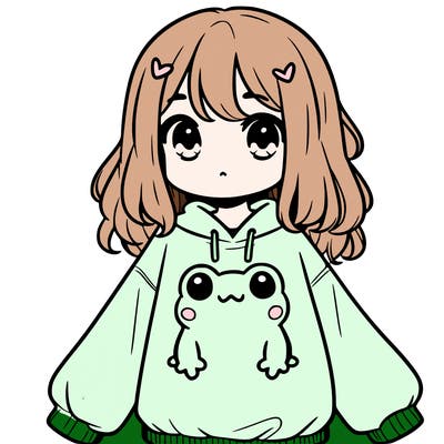 girl wearing frogging sweatshirt